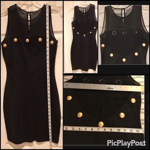 Short cocktail dress, sheer neckline & back. Stretchy, SZ. 4, Preowned